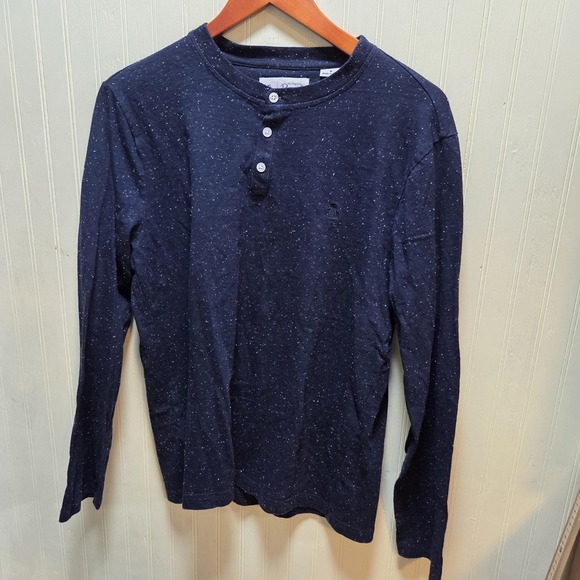 Original Penguin Other - Original Penguin Shirt Mens Medium Blue Speckled Henley Long Sleeve Tee Jersey